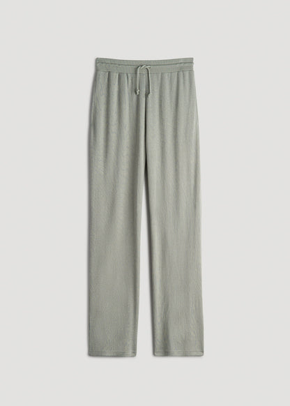 American Tall Women Open-Bottom Waffle Lounge Pants for Tall Women in Seagrass