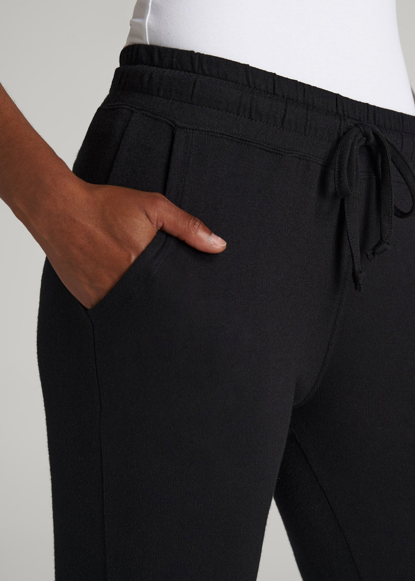American Tall Women Open-Bottom Cozy PJ Lounge Pants for Tall Women in Black