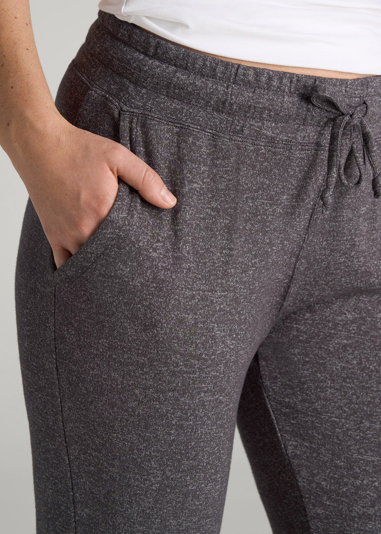 American Tall Women Open-Bottom Cozy PJ Lounge Pants for Tall Women in Charcoal Mix