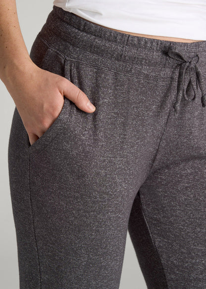 American Tall Women Open-Bottom Cozy PJ Lounge Pants for Tall Women in Charcoal Mix