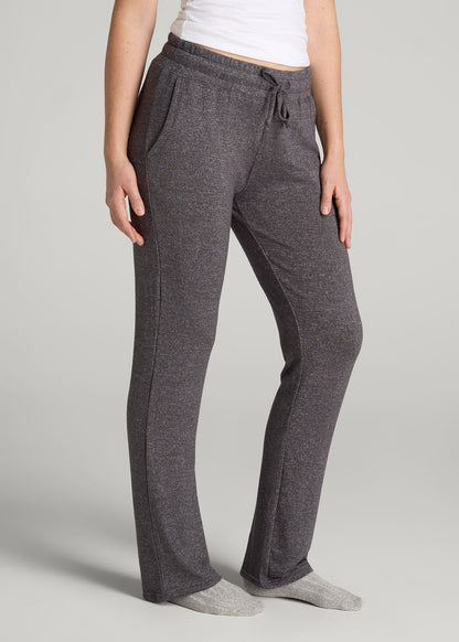 American Tall Women Open-Bottom Cozy PJ Lounge Pants for Tall Women in Charcoal Mix