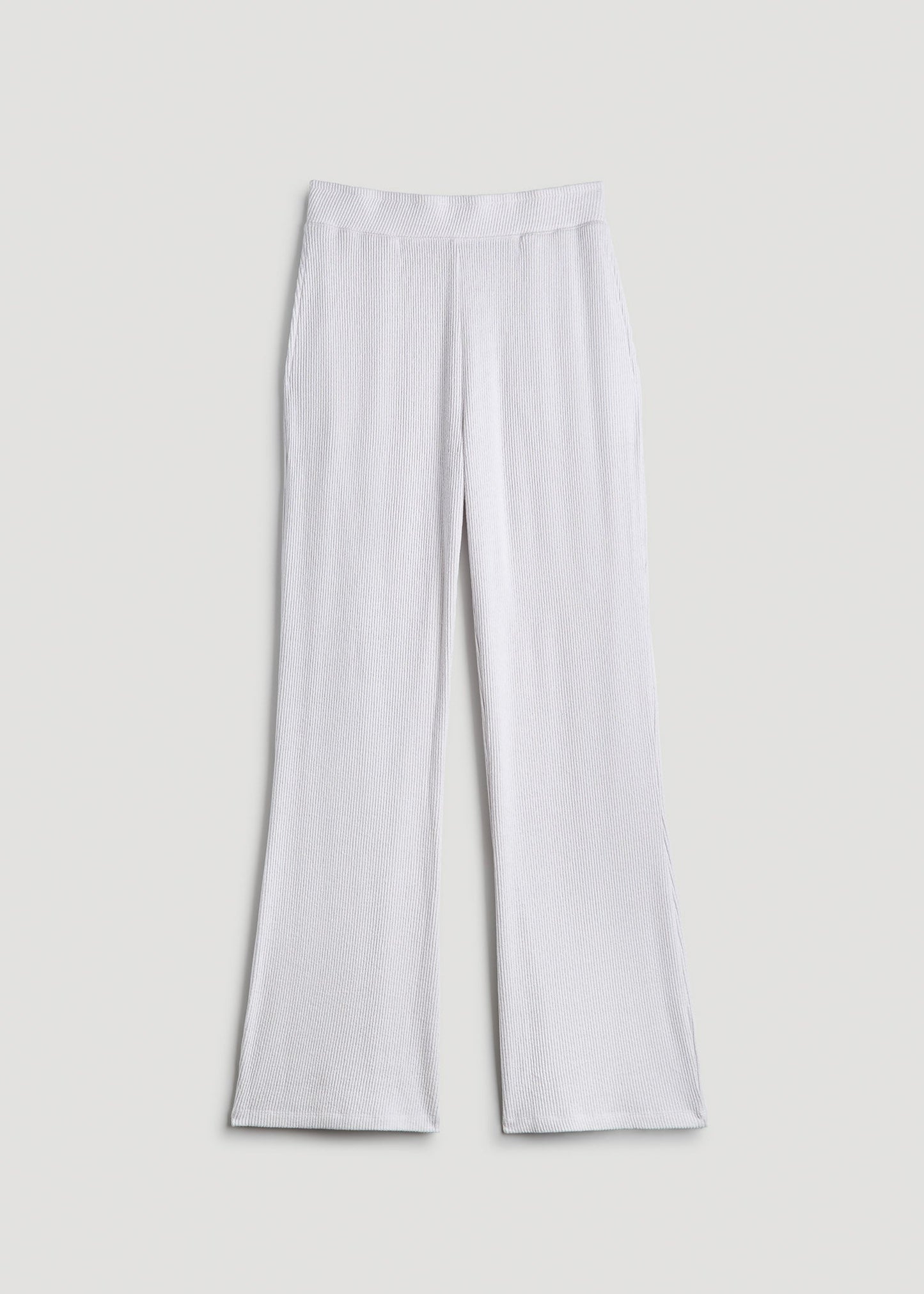 American Tall Women Ribbed Flare Lounge Pants for Tall Women in Cloud White