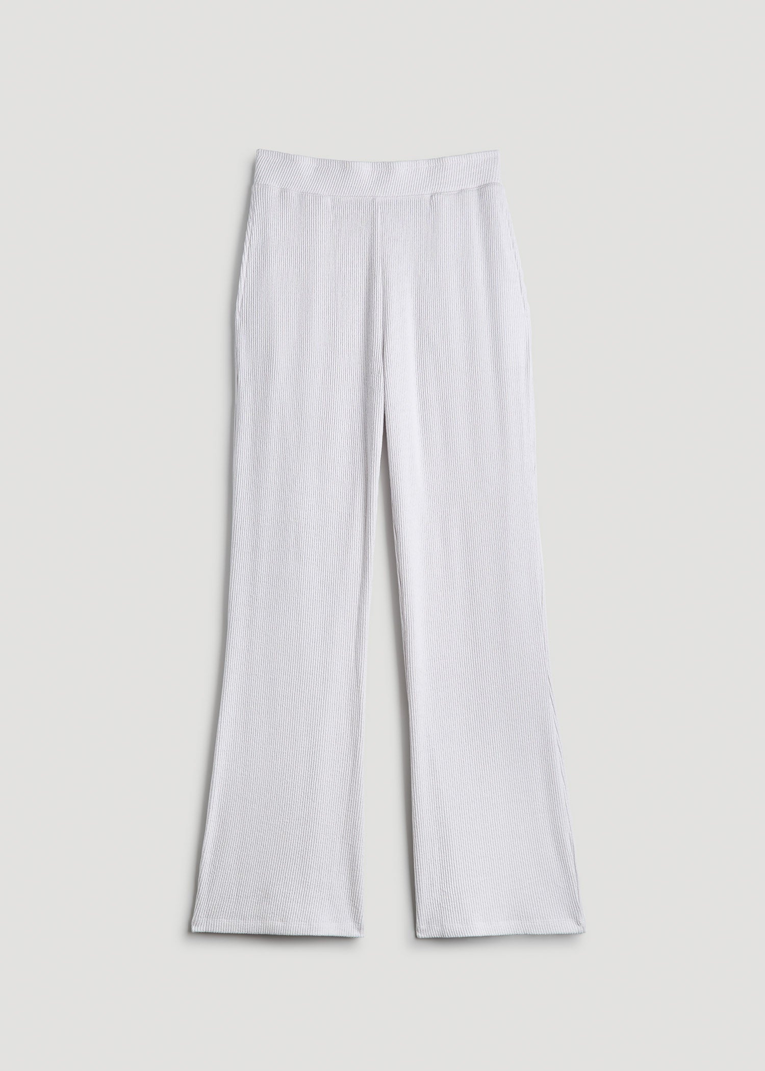 American Tall Women Ribbed Flare Lounge Pants for Tall Women in Cloud White