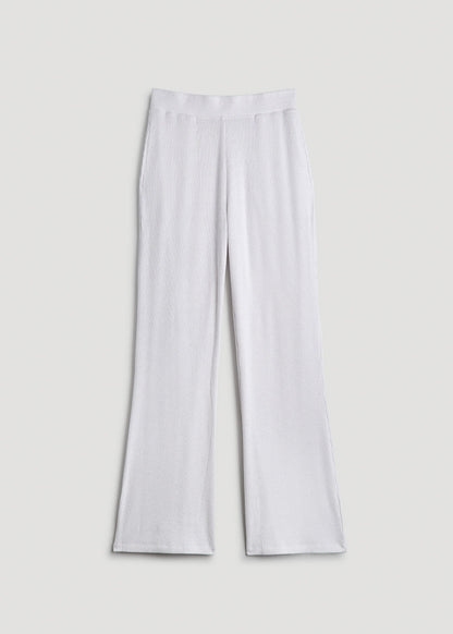 American Tall Women Ribbed Flare Lounge Pants for Tall Women in Cloud White