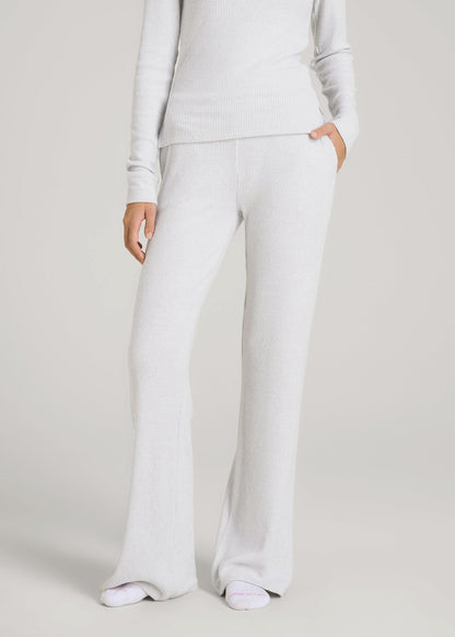 American Tall Women Women's Ribbed Flare Lounge Pants for Tall Women in Fog Grey Mix