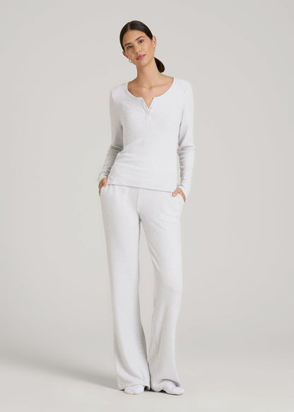 American Tall Women Women's Ribbed Flare Lounge Pants for Tall Women in Fog Grey Mix