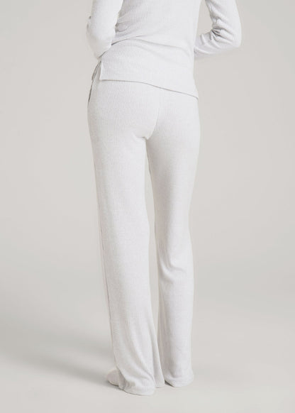 American Tall Women Women's Ribbed Flare Lounge Pants for Tall Women in Fog Grey Mix