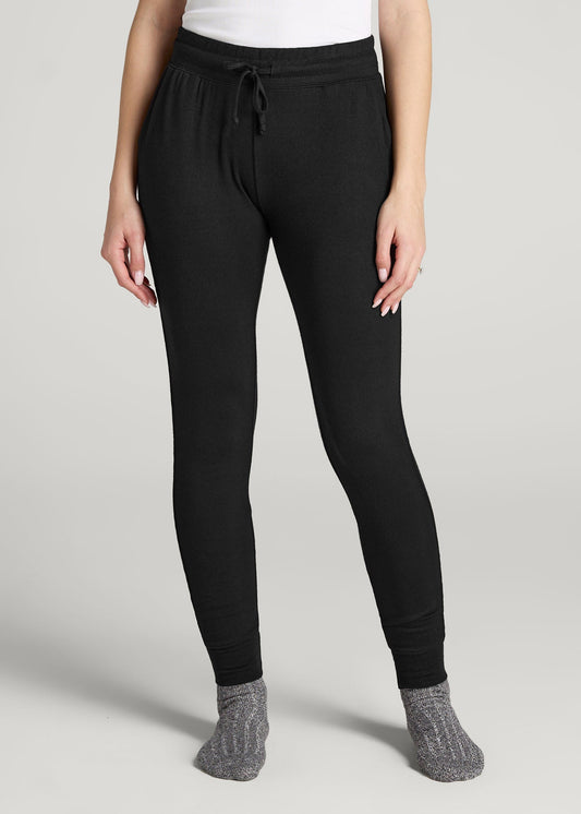 American Tall Women Cozy Lounge Joggers for Tall Women in Black