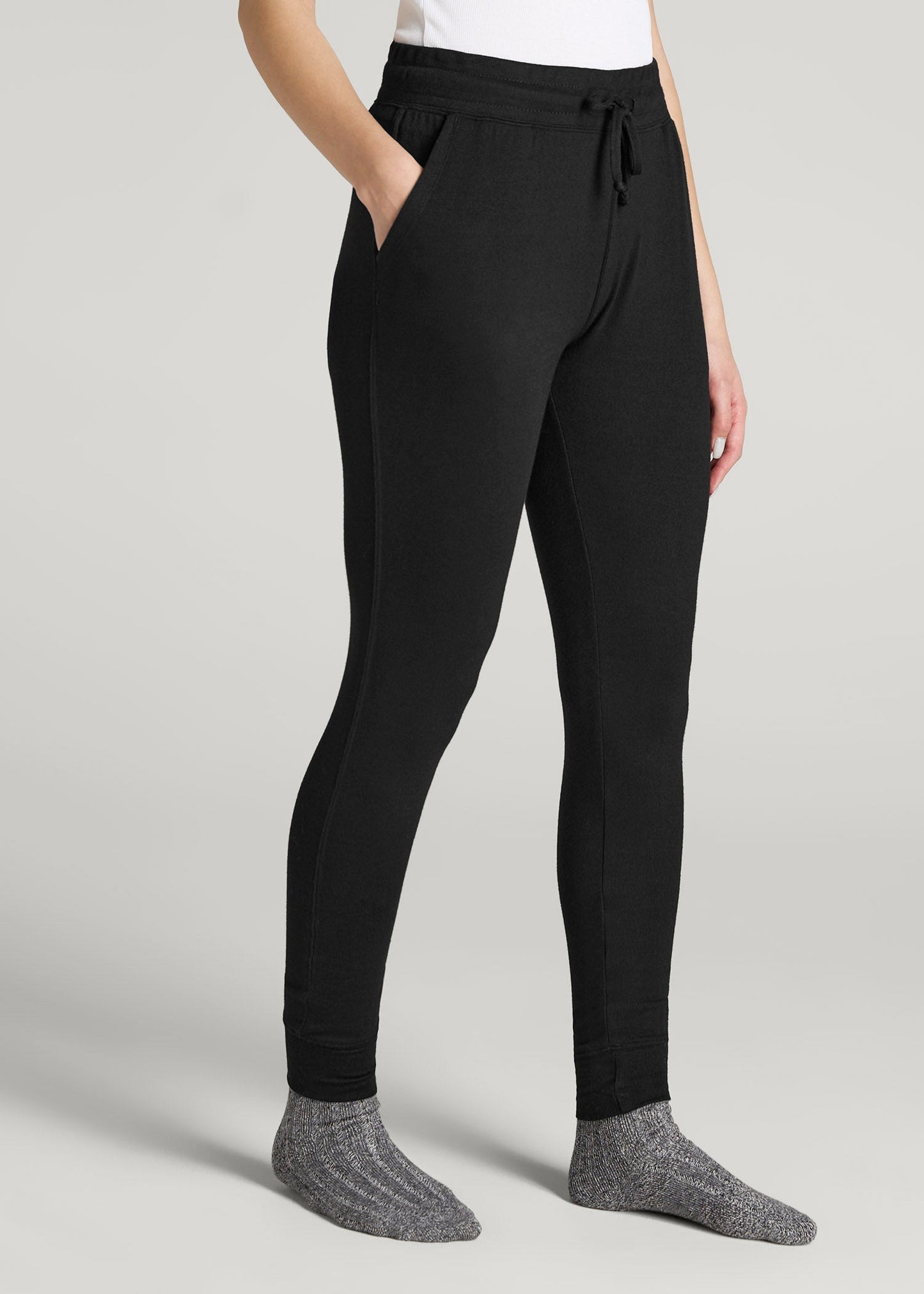 American Tall Women Cozy Lounge Joggers for Tall Women in Black