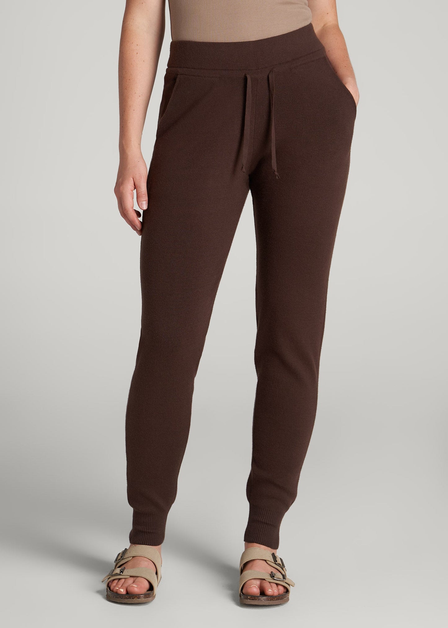 American Tall Women Knit Lounge Joggers for Tall Women in Chocolate
