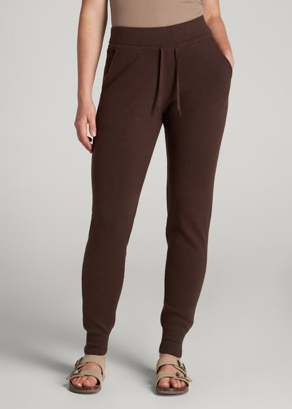 American Tall Women Knit Lounge Joggers for Tall Women in Chocolate