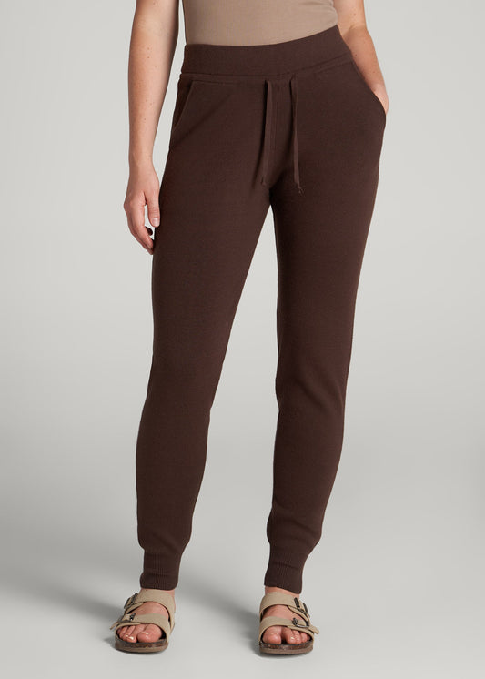 American Tall Women Knit Lounge Joggers for Tall Women in Chocolate