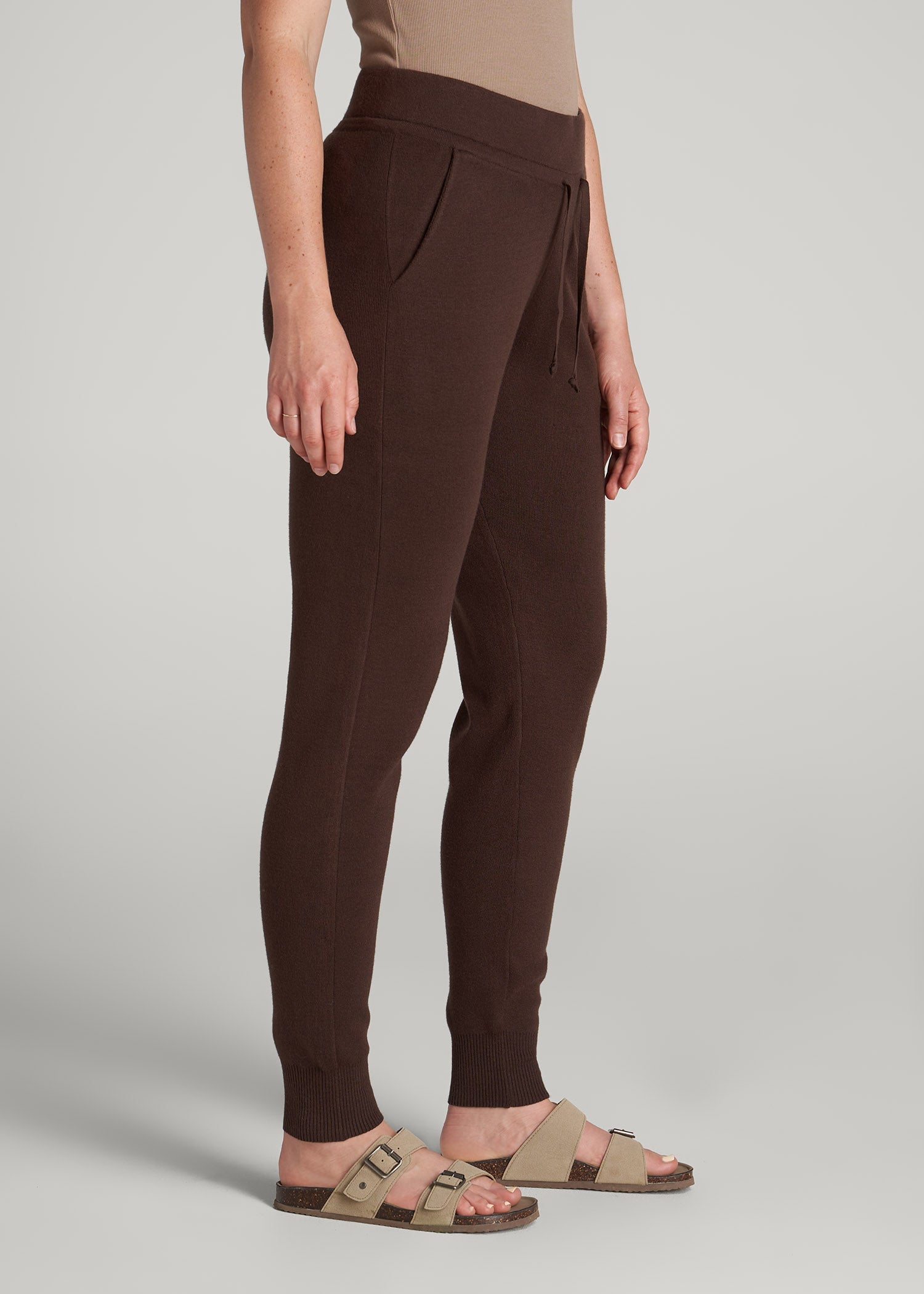 American Tall Women Knit Lounge Joggers for Tall Women in Chocolate