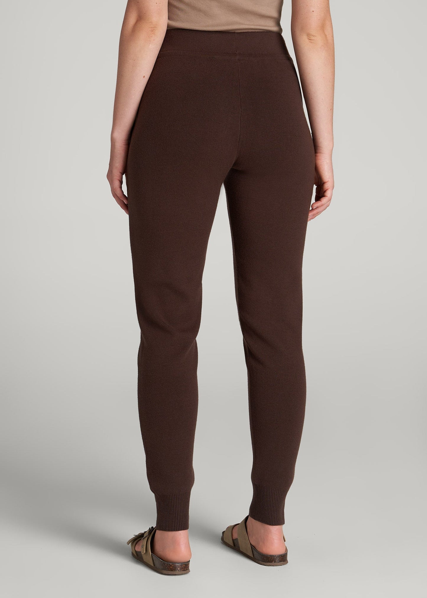 American Tall Women Knit Lounge Joggers for Tall Women in Chocolate