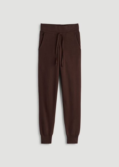 American Tall Women Knit Lounge Joggers for Tall Women in Chocolate