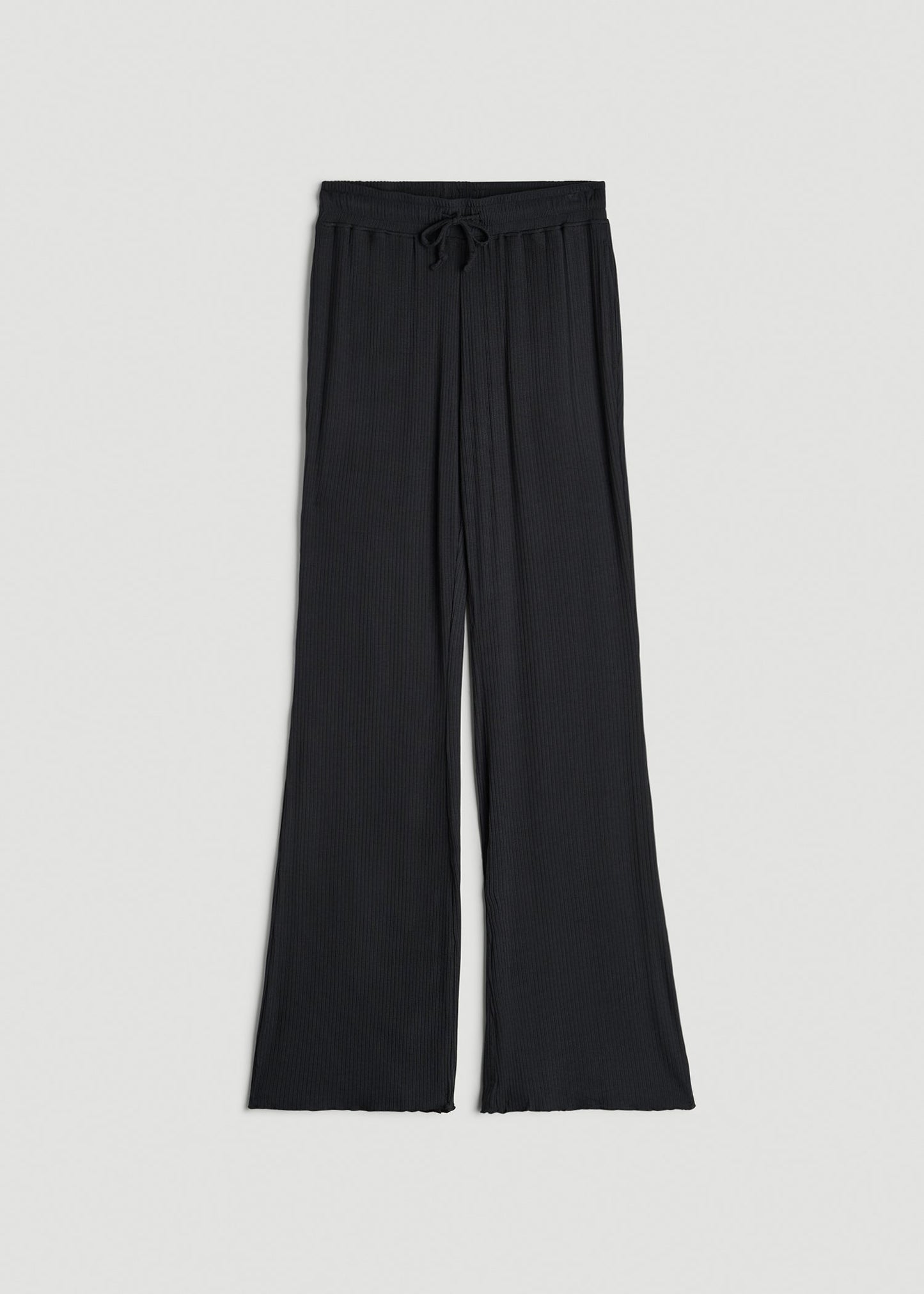 American Tall Women Ribbed Flare Pants for Tall Women in Black