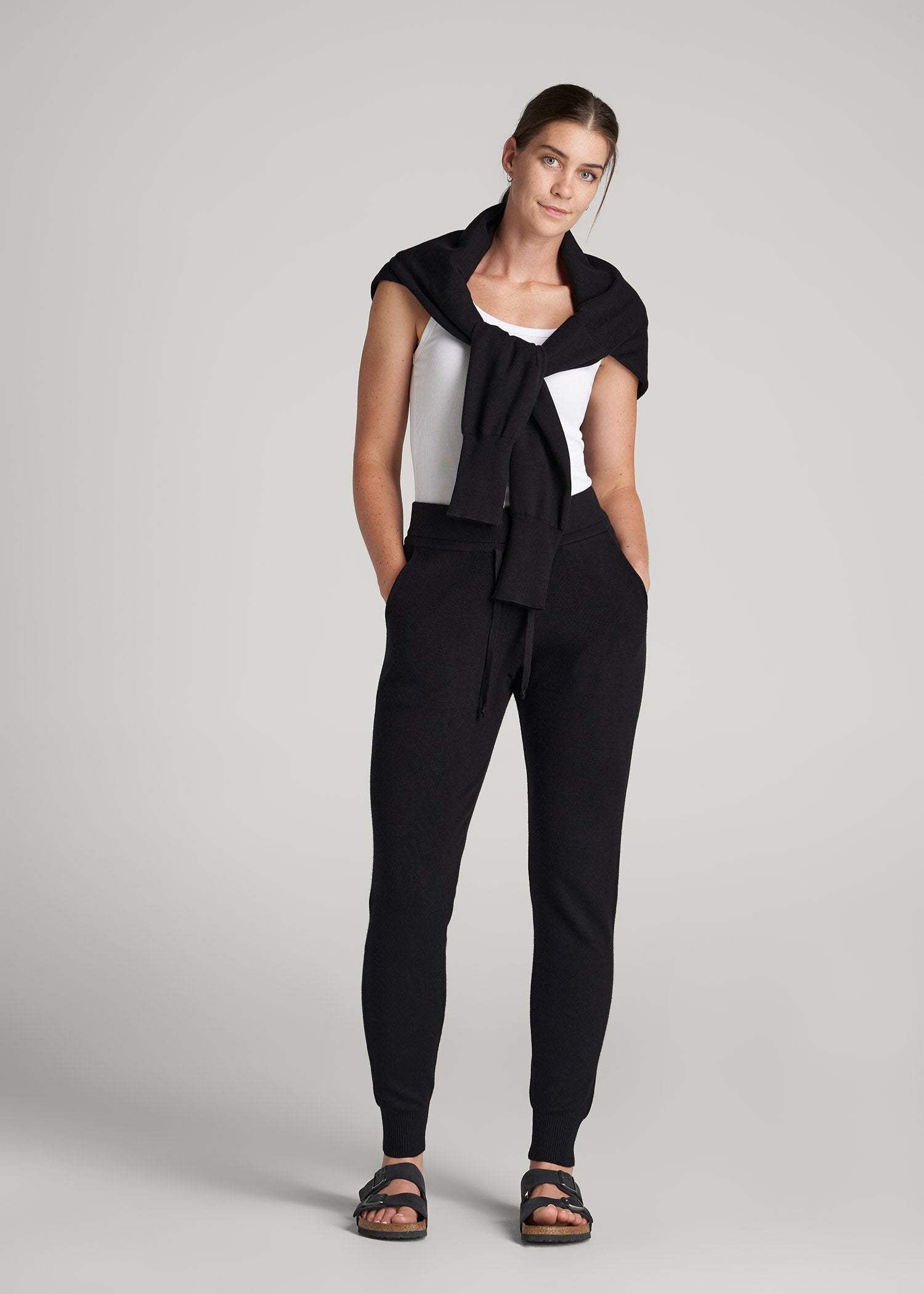 American Tall Women Knit Lounge Joggers for Tall Women in Black