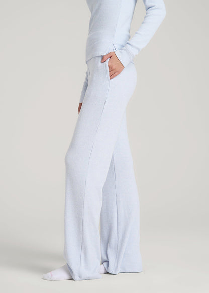 American Tall Women Women's Ribbed Flare Lounge Pants for Tall Women in Bluebird Mix