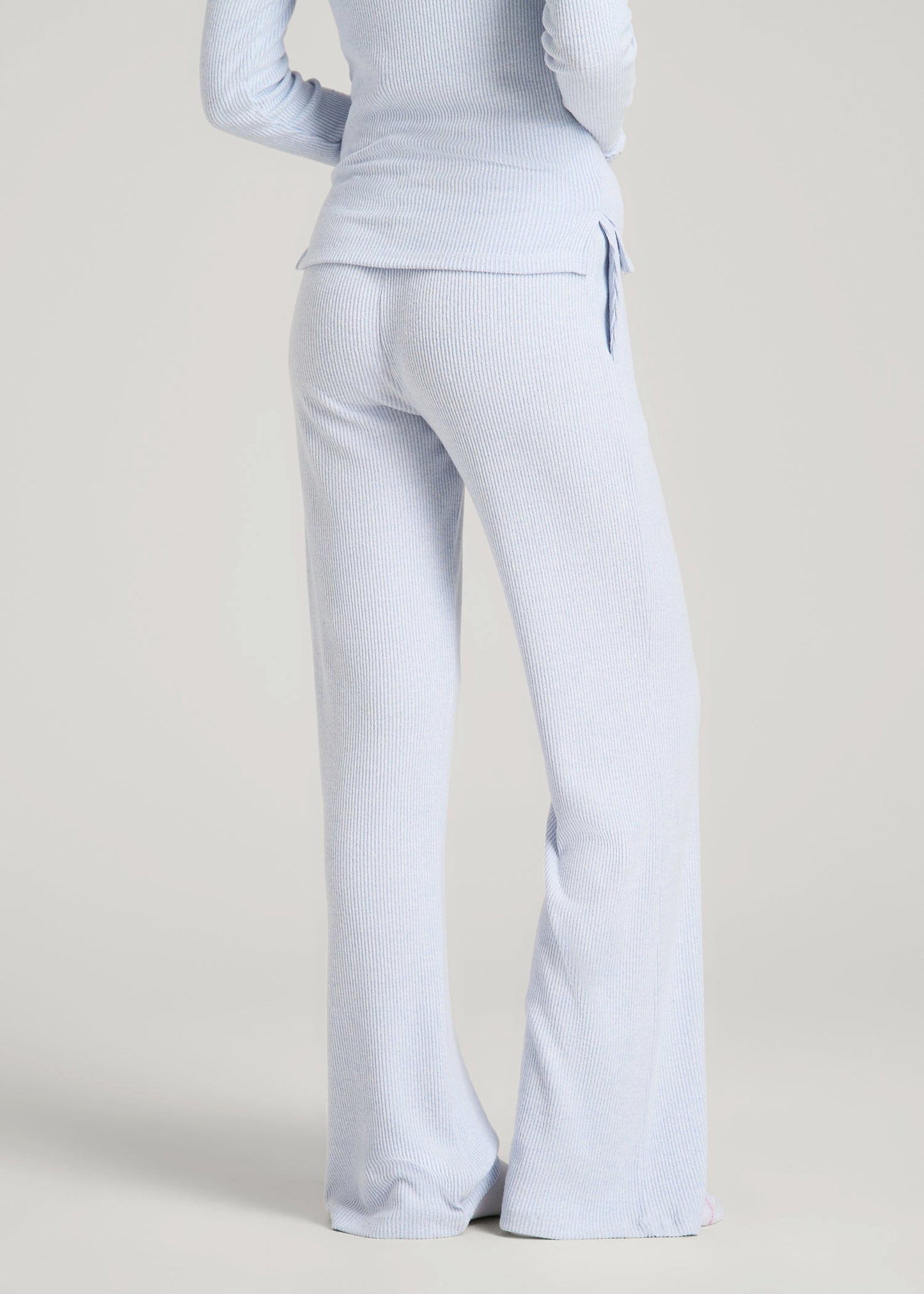 American Tall Women Women's Ribbed Flare Lounge Pants for Tall Women in Bluebird Mix