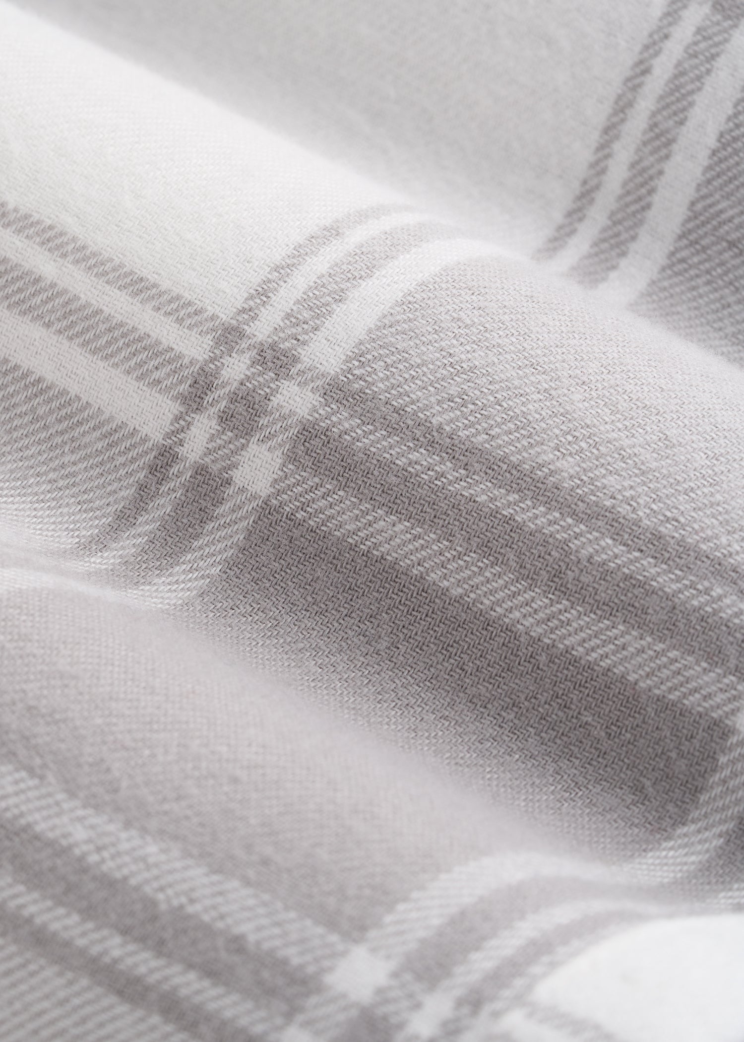 American Tall Women Tie-Waist Flannel Pajama Pants for Tall Women in White and Grey Plaid