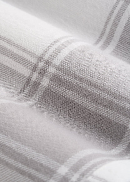 American Tall Women Tie-Waist Flannel Pajama Pants for Tall Women in White and Grey Plaid
