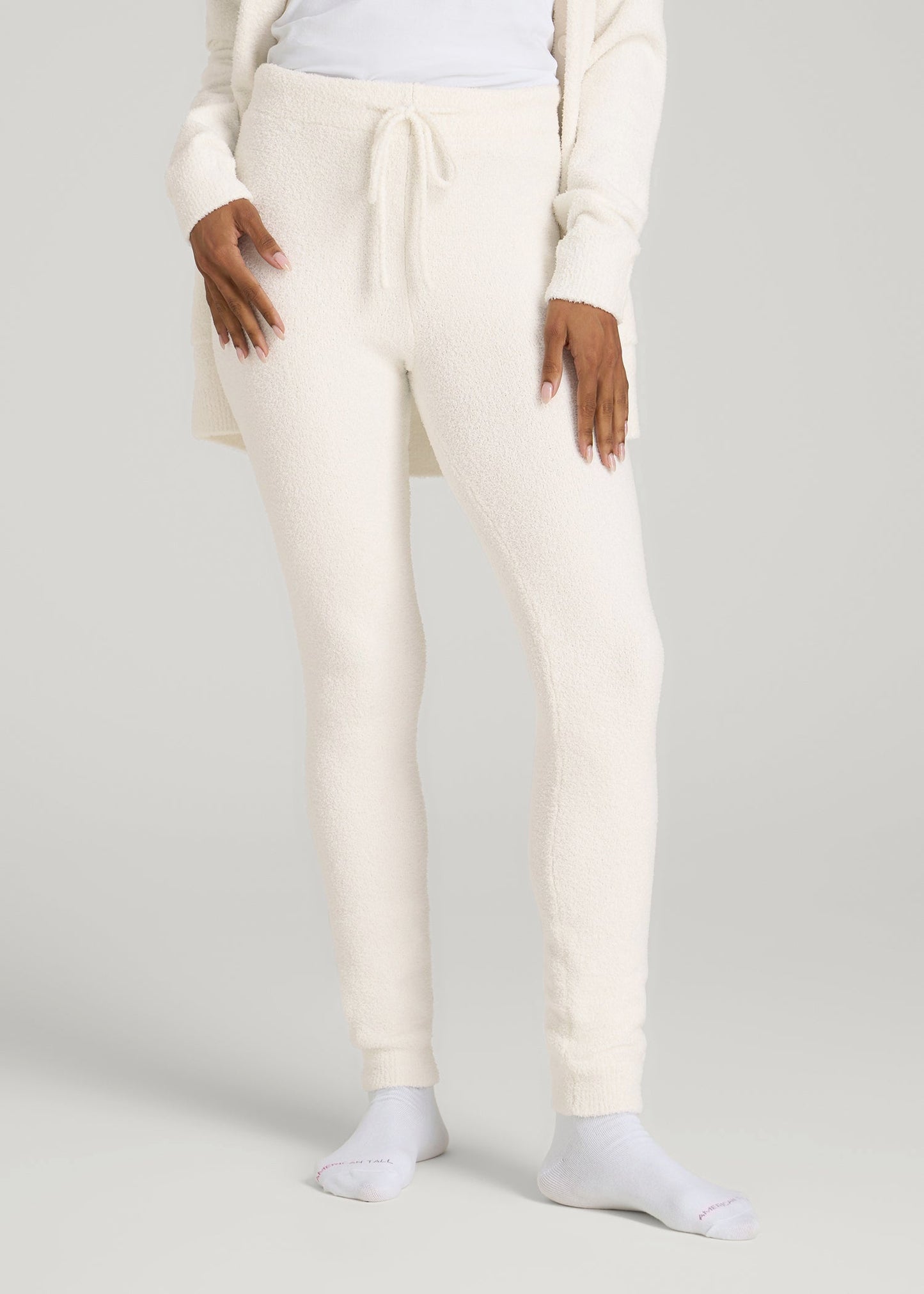 American Tall Women|Men Chenille Leggings for Tall Women in White Alyssum