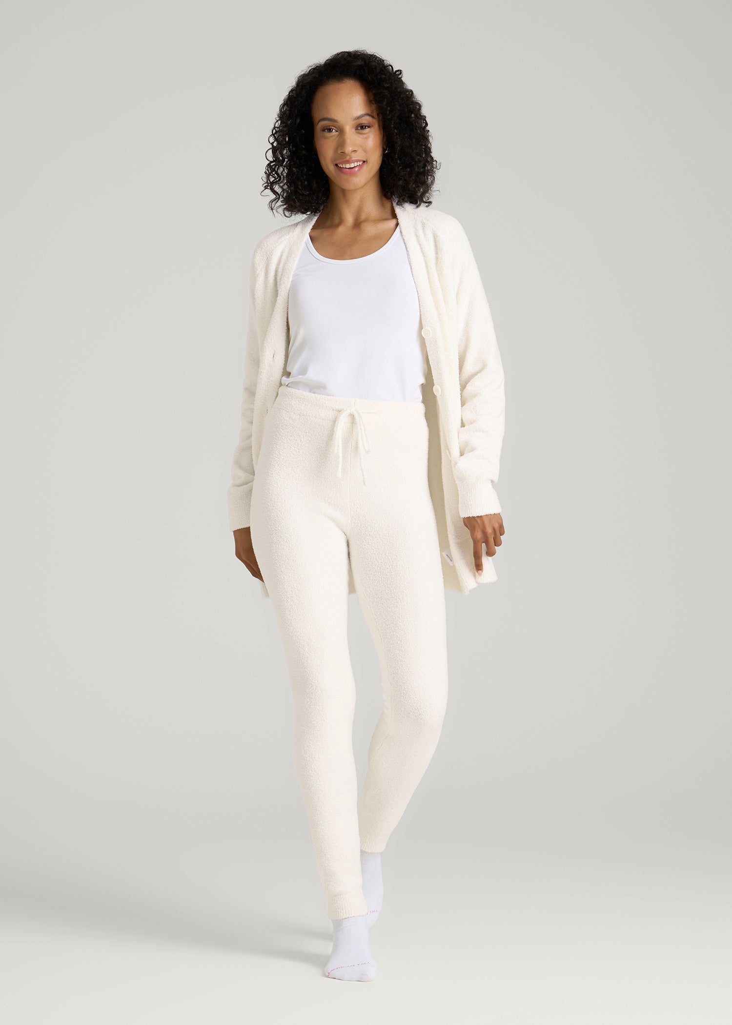 American Tall Women|Men Chenille Leggings for Tall Women in White Alyssum