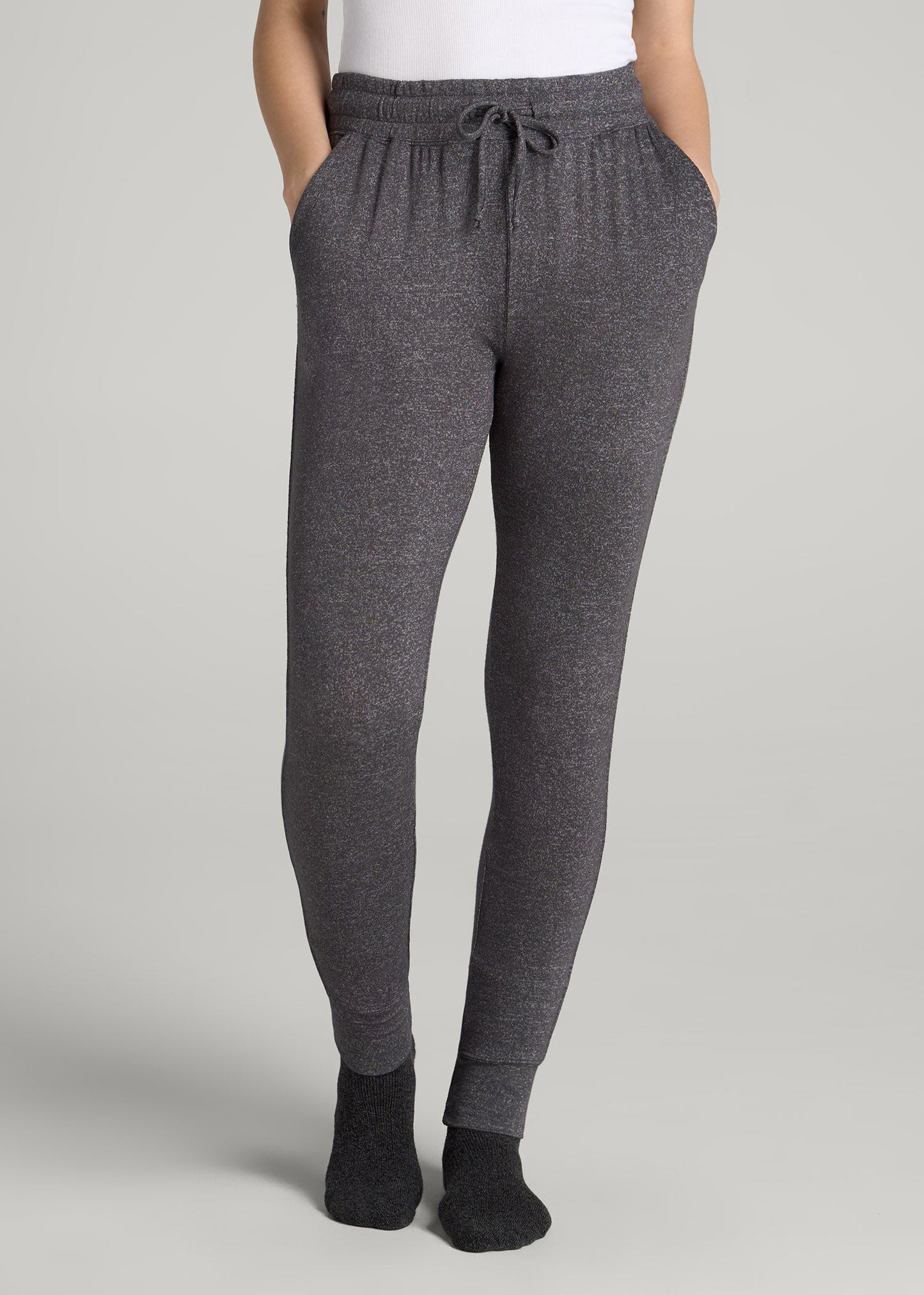 American Tall Women Cozy Lounge Joggers for Tall Women in Charcoal Mix