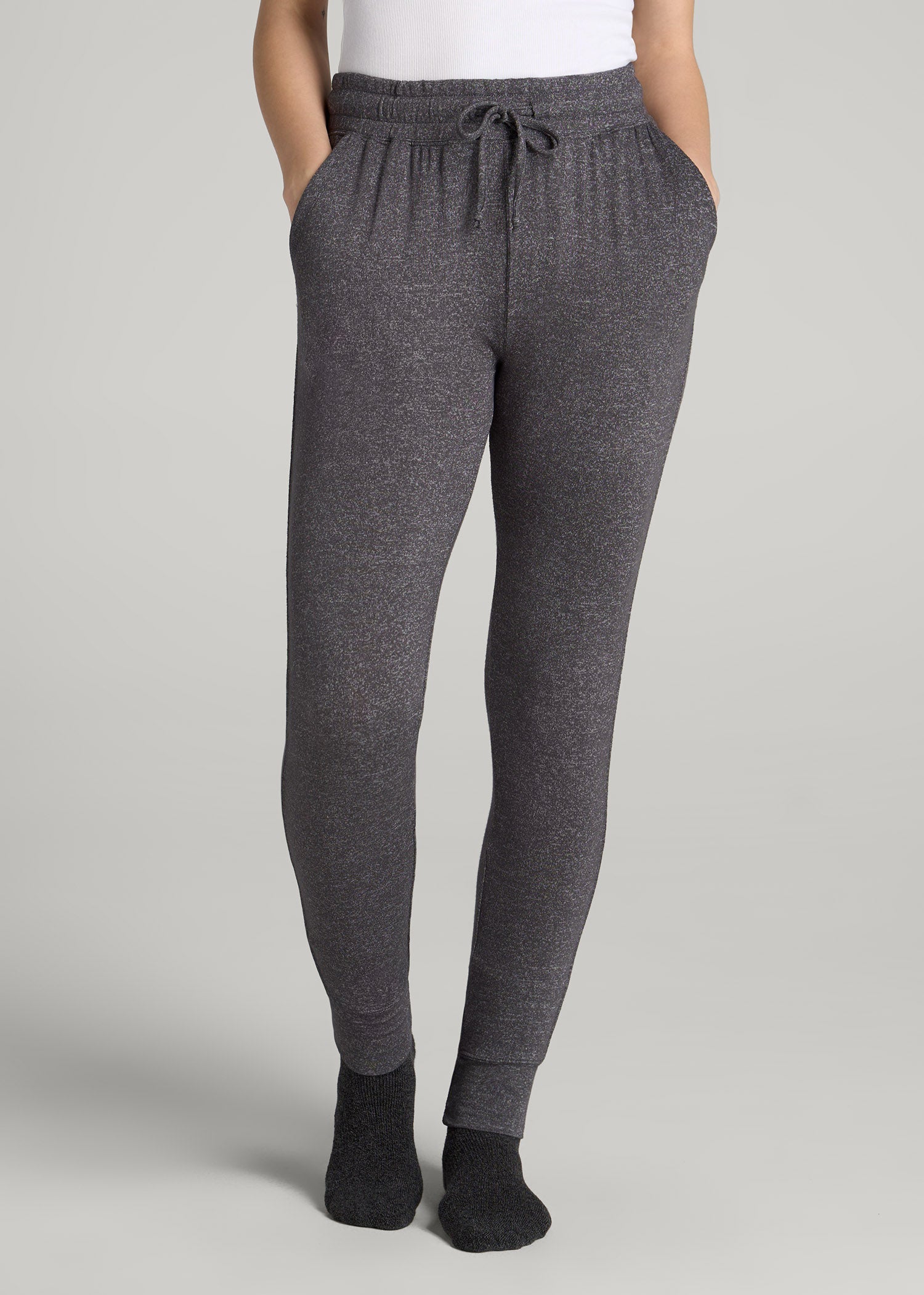American Tall Women Cozy Lounge Joggers for Tall Women in Charcoal Mix