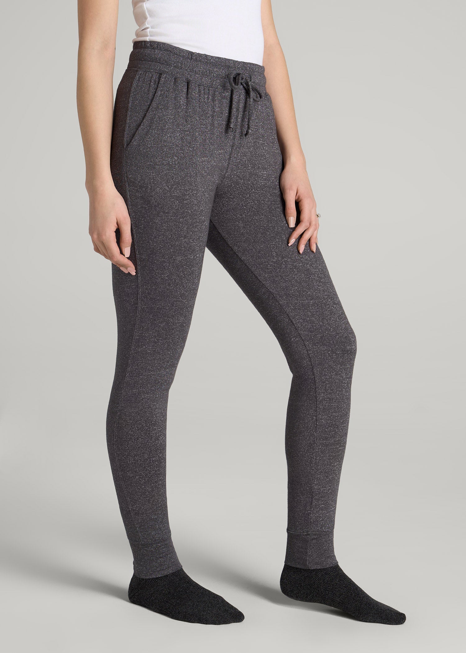 American Tall Women Cozy Lounge Joggers for Tall Women in Charcoal Mix