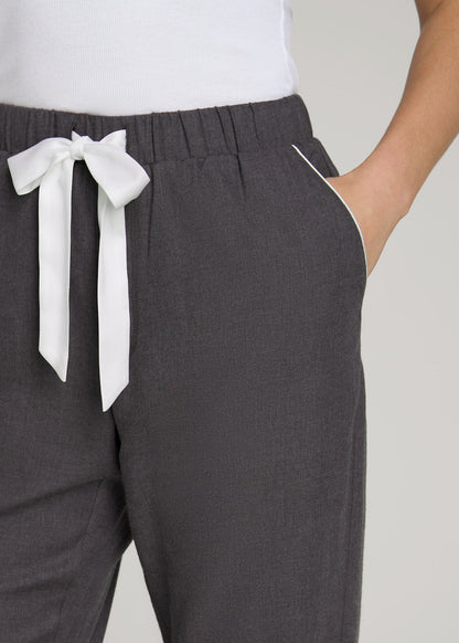 American Tall Women|Men Open-Bottom Flannel Pajama Pants for Tall Women in Charcoal Flannel