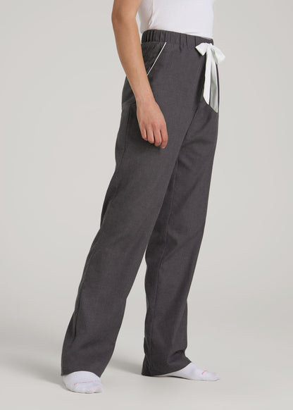 American Tall Women|Men Open-Bottom Flannel Pajama Pants for Tall Women in Charcoal Flannel