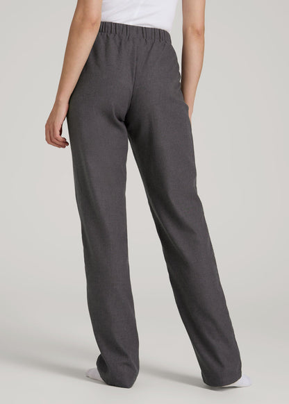 American Tall Women|Men Open-Bottom Flannel Pajama Pants for Tall Women in Charcoal Flannel