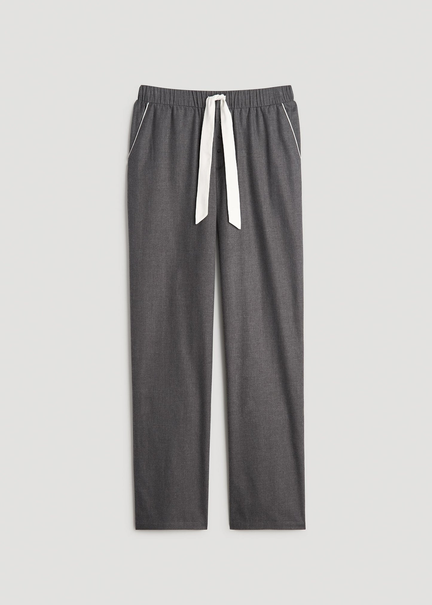 American Tall Women|Men Open-Bottom Flannel Pajama Pants for Tall Women in Charcoal Flannel