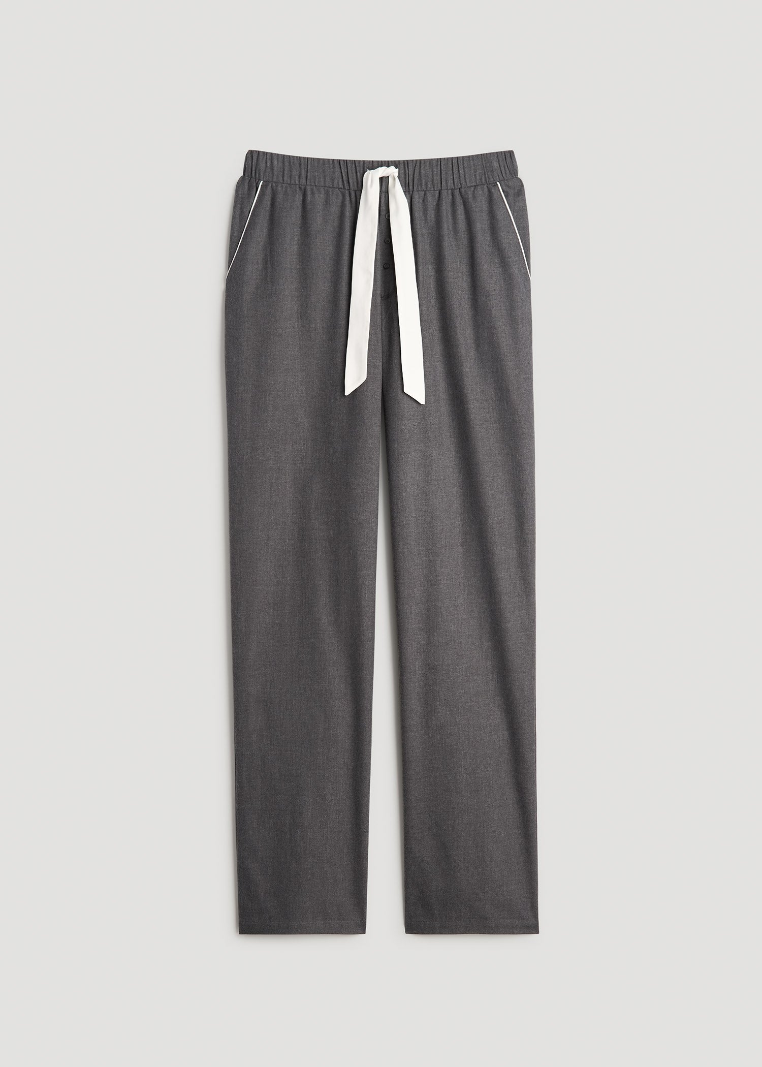 American Tall Women|Men Open-Bottom Flannel Pajama Pants for Tall Women in Charcoal Flannel