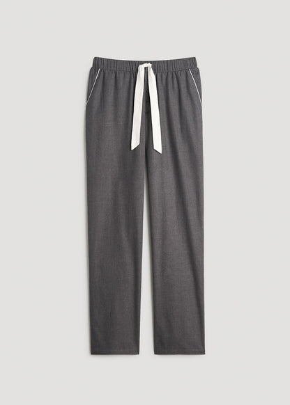 American Tall Women|Men Open-Bottom Flannel Pajama Pants for Tall Women in Charcoal Flannel