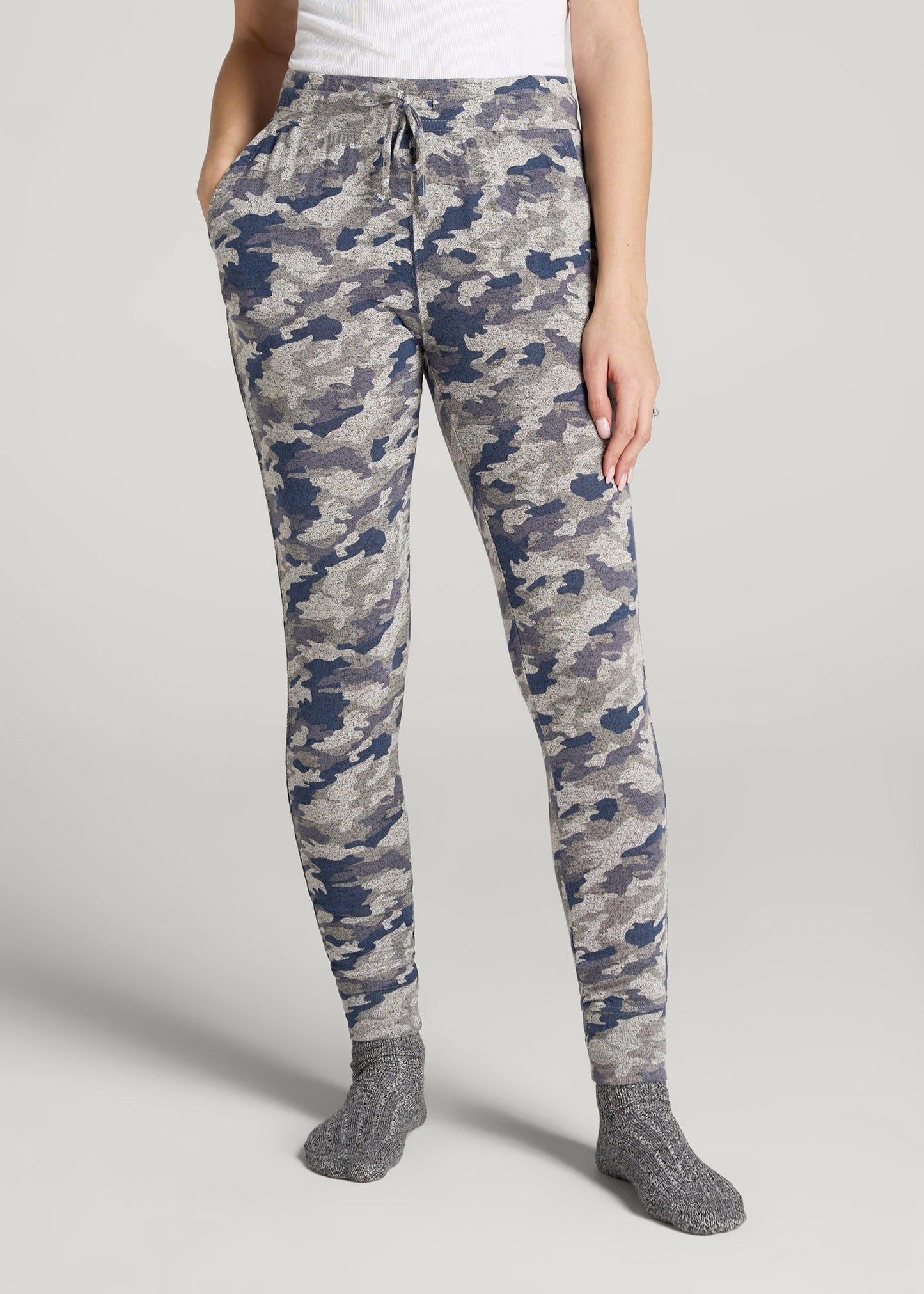 American Tall Women Cozy Lounge Joggers for Tall Women in Camo