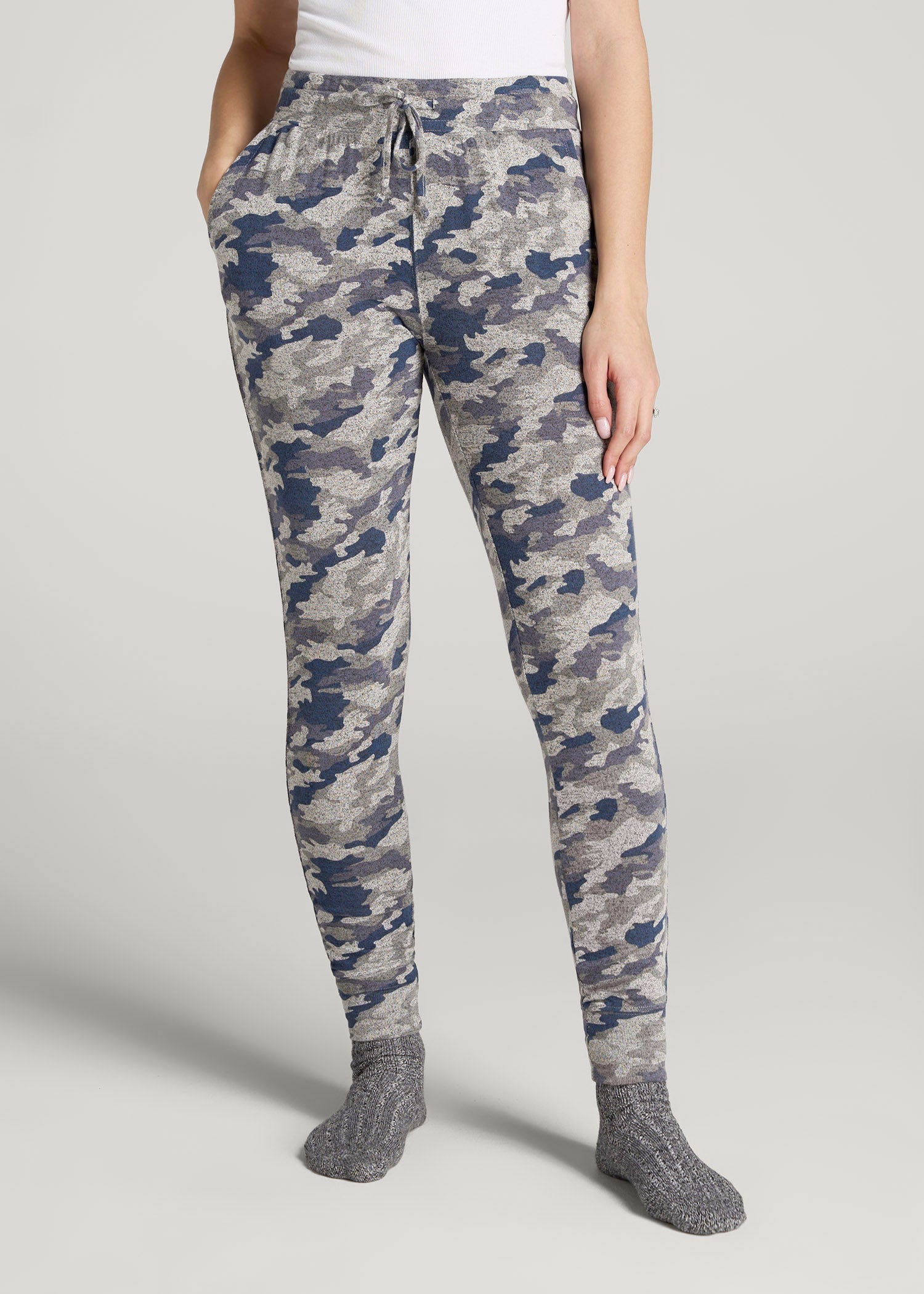 American Tall Women Cozy Lounge Joggers for Tall Women in Camo