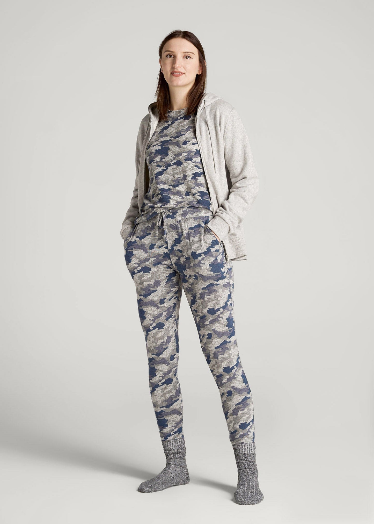 American Tall Women Cozy Lounge Joggers for Tall Women in Camo