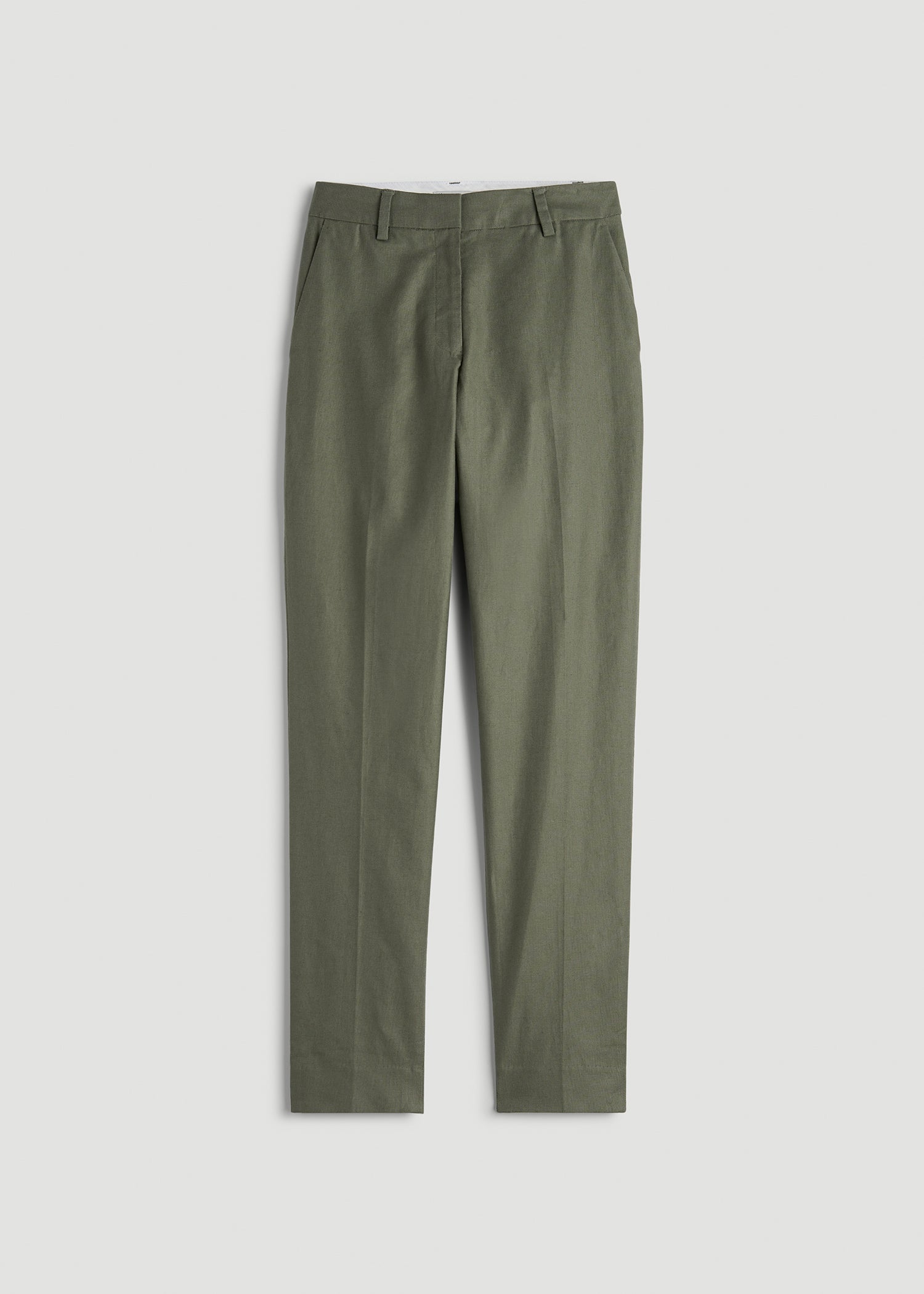 American Tall Women Stretch Linen Blend Dress Pants for Tall Women in Olive