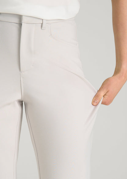 American Tall Women Soft Flex Ponte Straight Leg Pants for Tall Women in White Sand