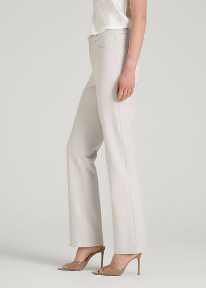American Tall Women Soft Flex Ponte Straight Leg Pants for Tall Women in White Sand