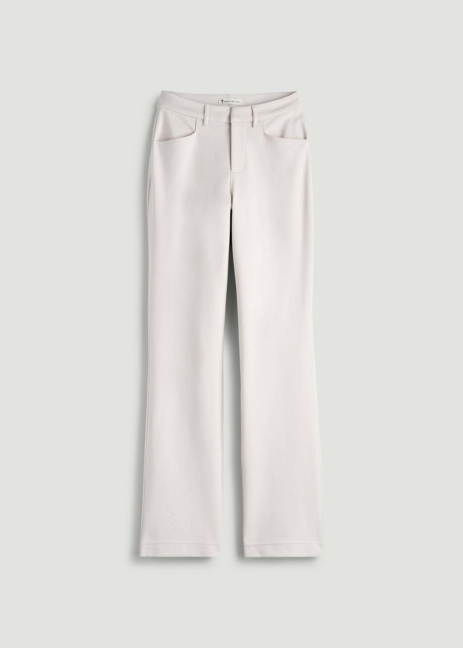 American Tall Women Soft Flex Ponte Straight Leg Pants for Tall Women in White Sand