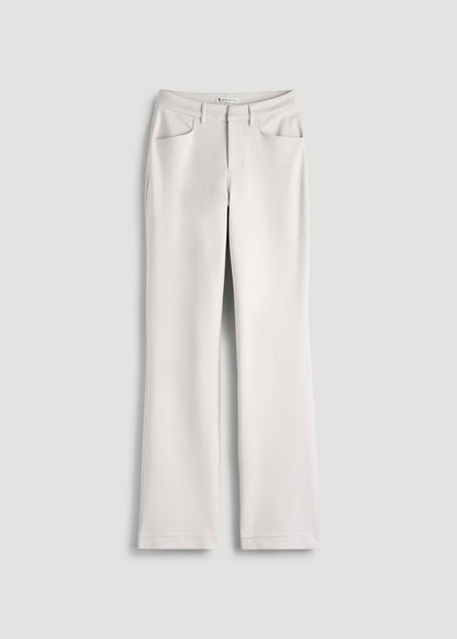 American Tall Women Soft Flex Ponte Straight Leg Pants for Tall Women in White Sand