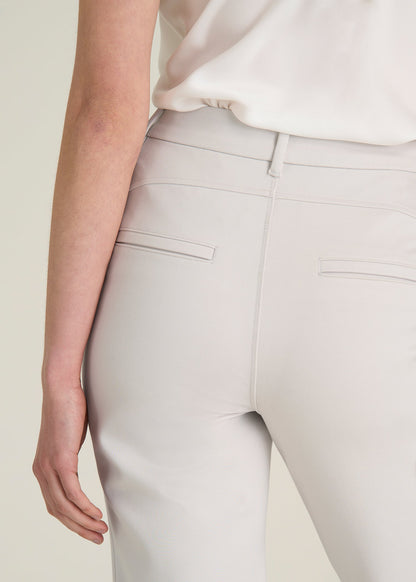 American Tall Women Soft Flex Ponte Straight Leg Pants for Tall Women in White Sand