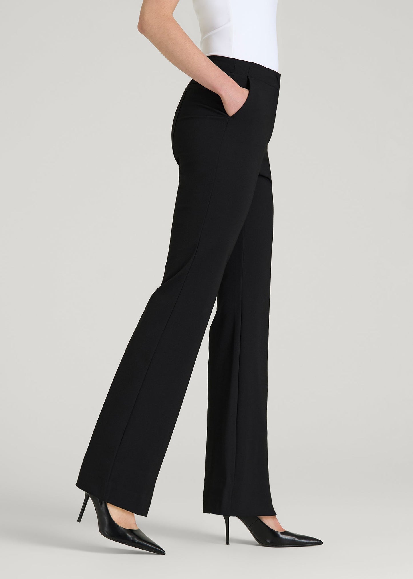 American Tall Women Freedom Flex Flare Dress Pants for Tall Women in Black