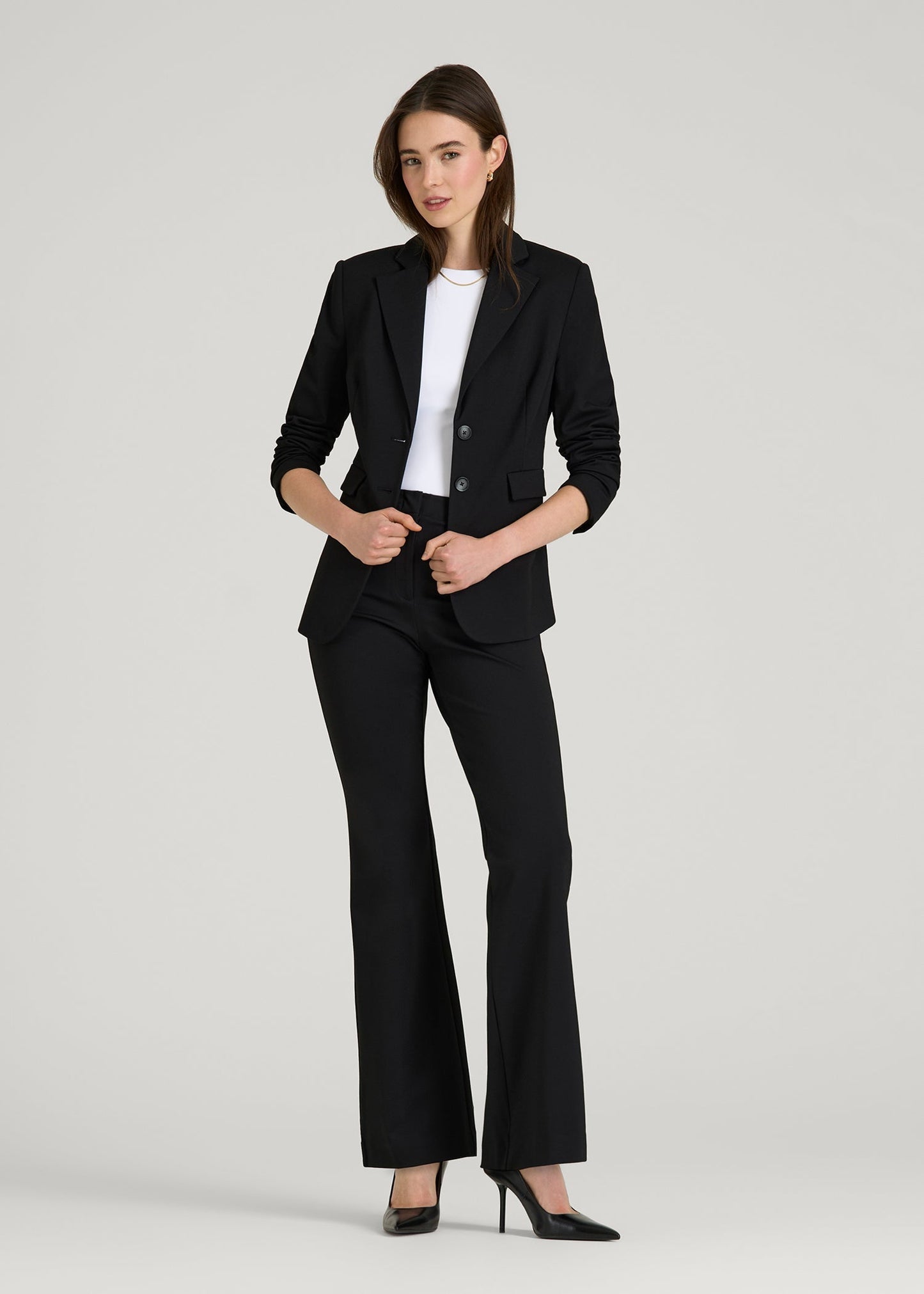 American Tall Women Freedom Flex Flare Dress Pants for Tall Women in Black