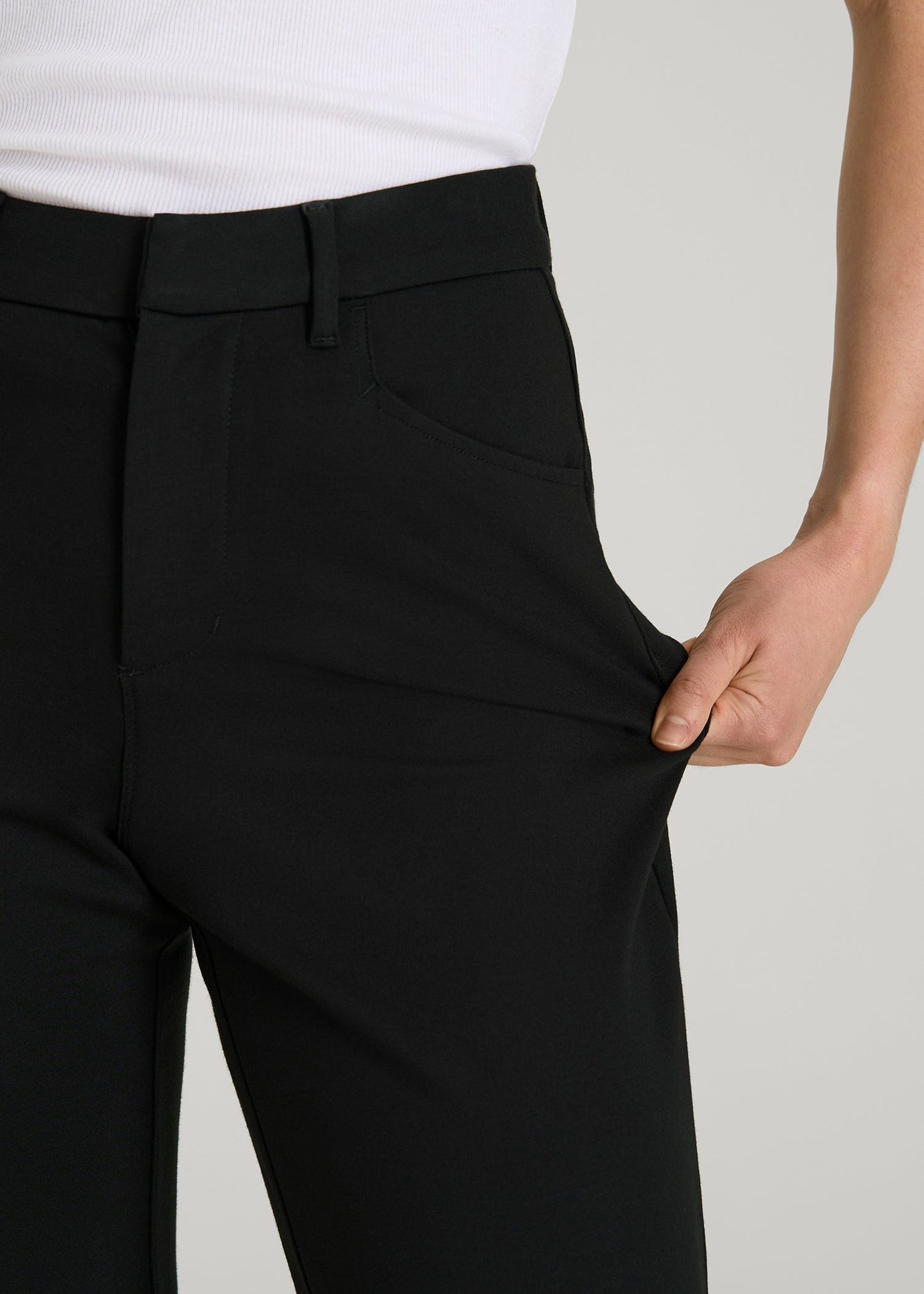 American Tall Women Soft Flex Ponte Straight Leg Pants for Tall Women in Black
