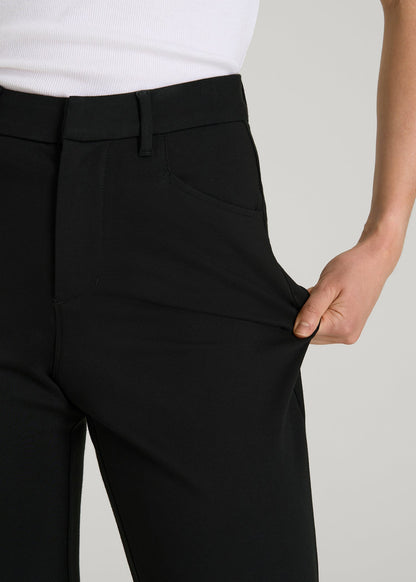 American Tall Women Soft Flex Ponte Straight Leg Pants for Tall Women in Black