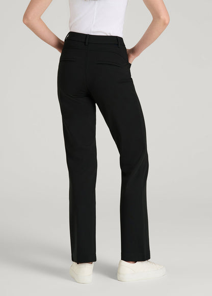 American Tall Women Soft Flex Ponte Straight Leg Pants for Tall Women in Black